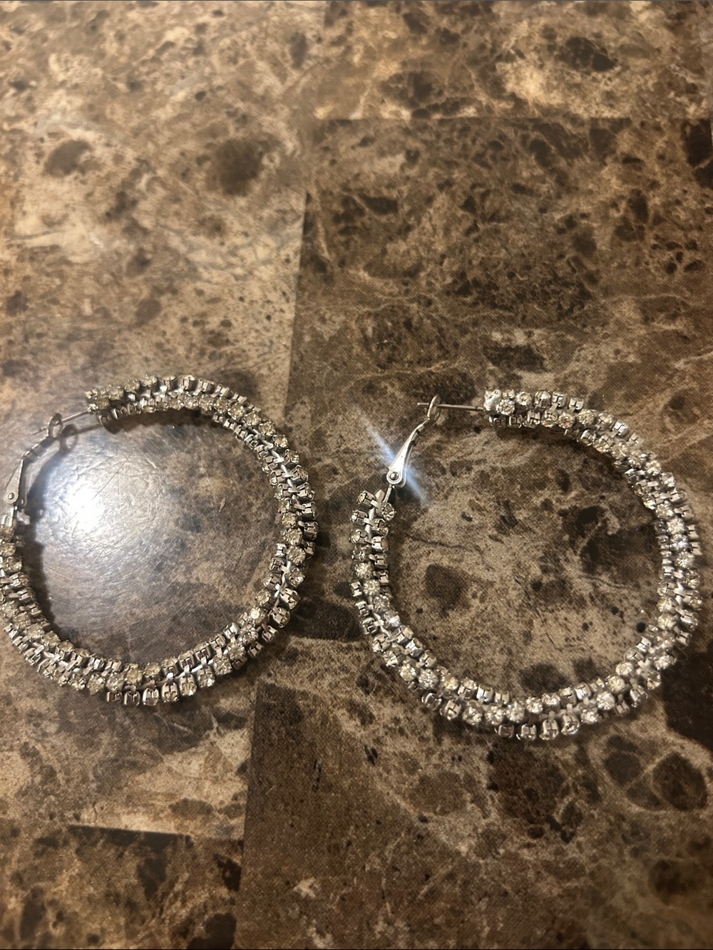 Y2K Crystal Silver Hoop Earrings